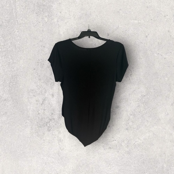 Candies short Sleeve Black Ribbed Bodysuit Rose Gold Zip Front 1X - Picture 2 of 3